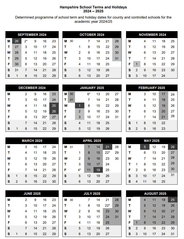Term Dates Calendar