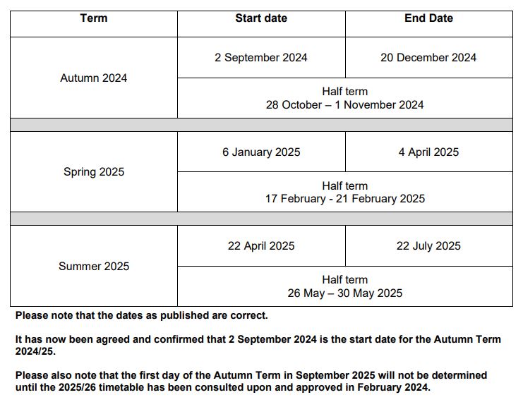 Term Dates 24/25